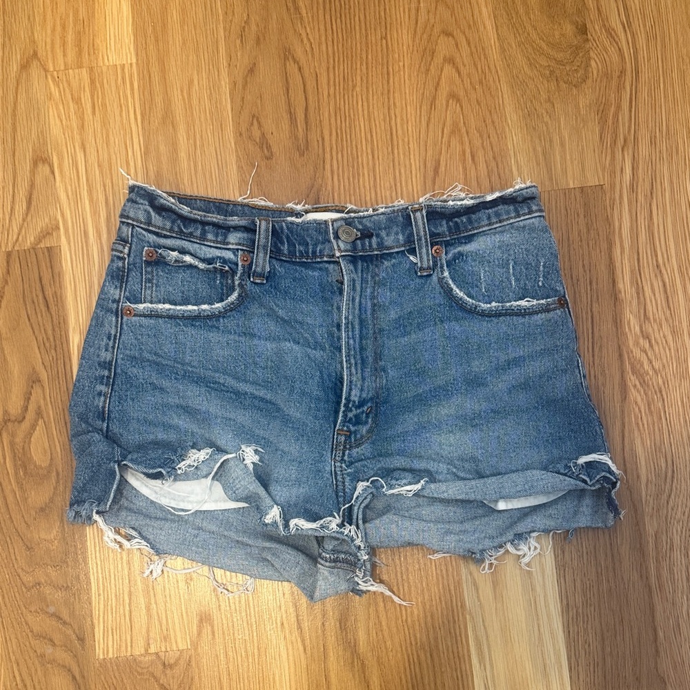 Abercrombie & Fitch Blue Distressed Jean Shorts